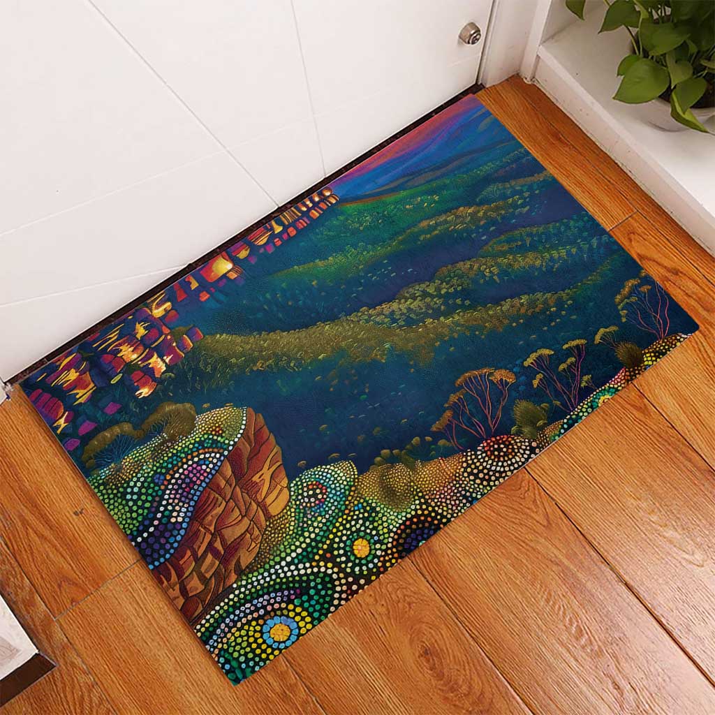 Australia Blue Mountains Rubber Doormat Aboriginal Dot Painting