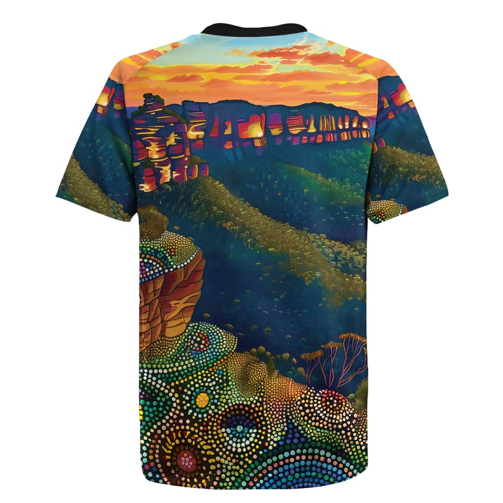 Australia Blue Mountains Rugby Jersey Aboriginal Dot Painting