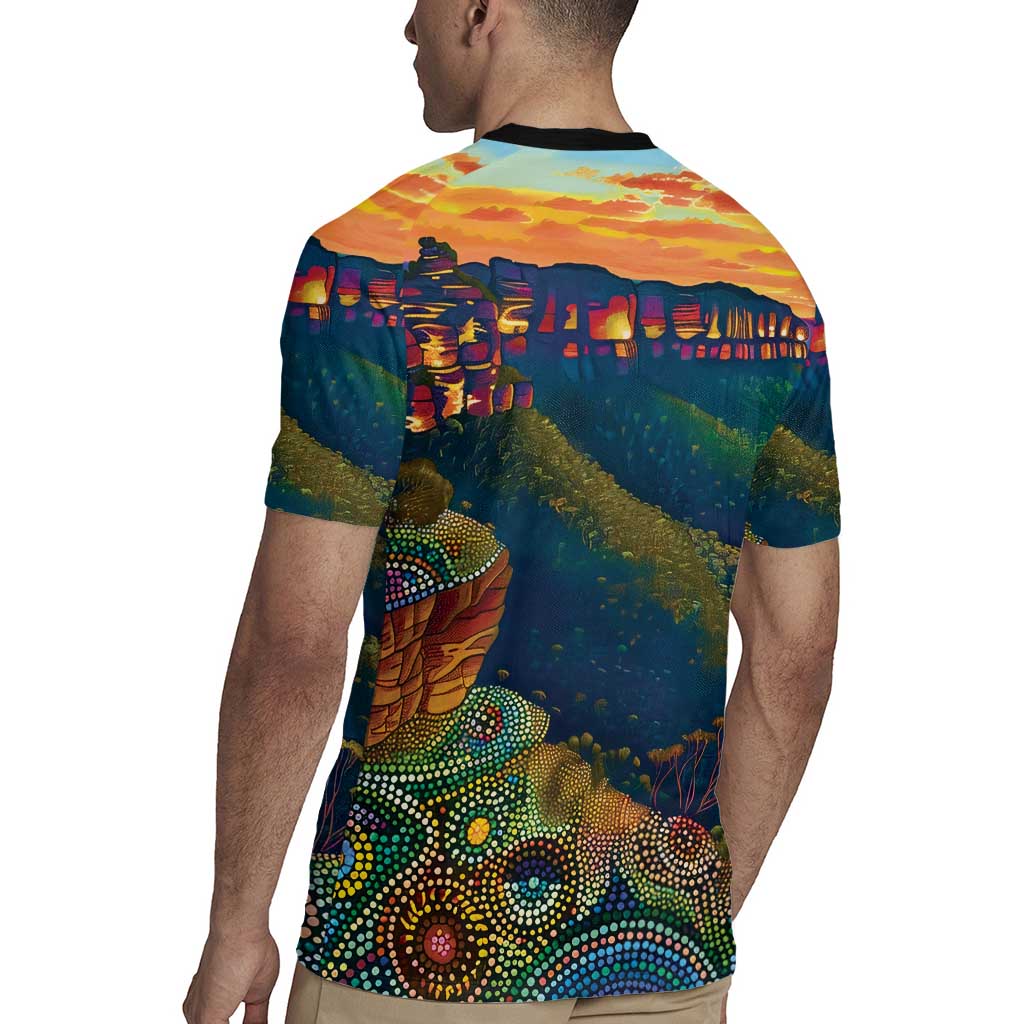 Australia Blue Mountains Rugby Jersey Aboriginal Dot Painting