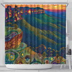 Australia Blue Mountains Shower Curtain Aboriginal Dot Painting