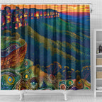 Australia Blue Mountains Shower Curtain Aboriginal Dot Painting