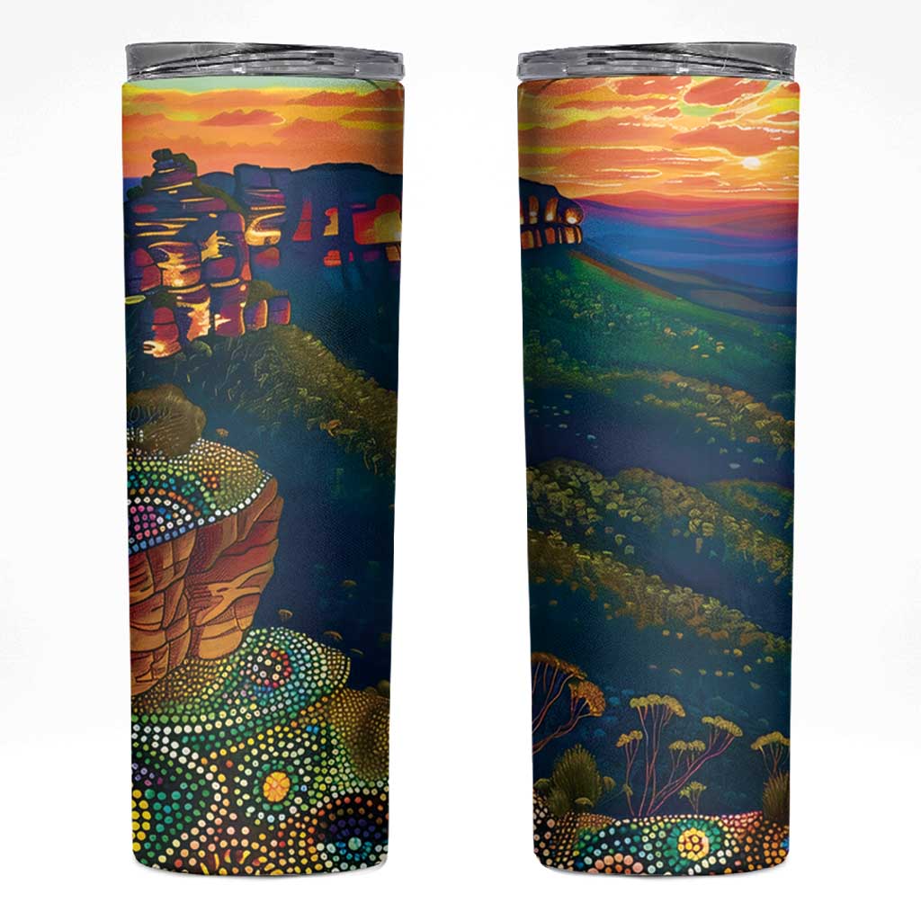 Australia Blue Mountains Skinny Tumbler Aboriginal Dot Painting