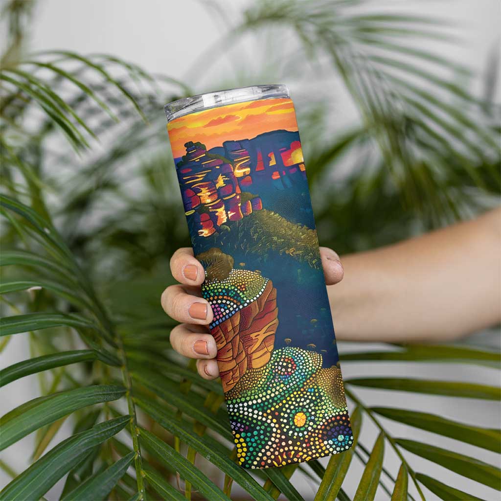 Australia Blue Mountains Skinny Tumbler Aboriginal Dot Painting