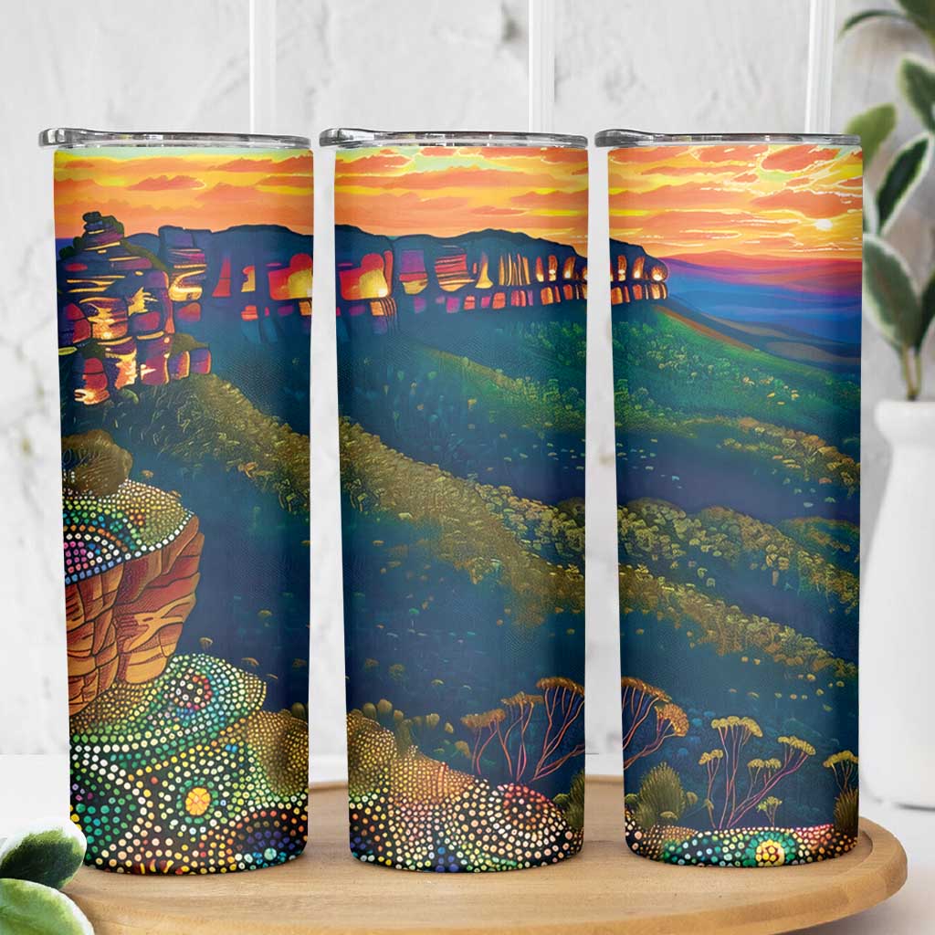 Australia Blue Mountains Skinny Tumbler Aboriginal Dot Painting
