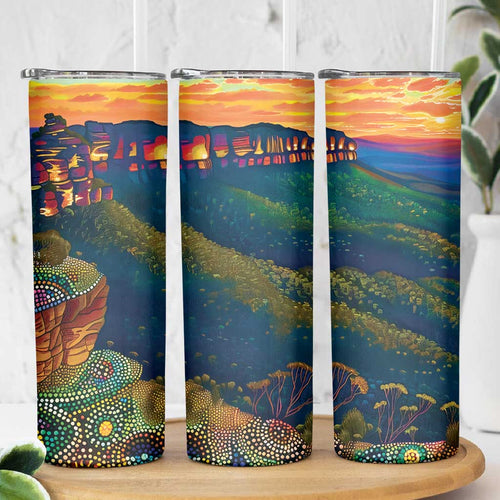 Australia Blue Mountains Skinny Tumbler Aboriginal Dot Painting