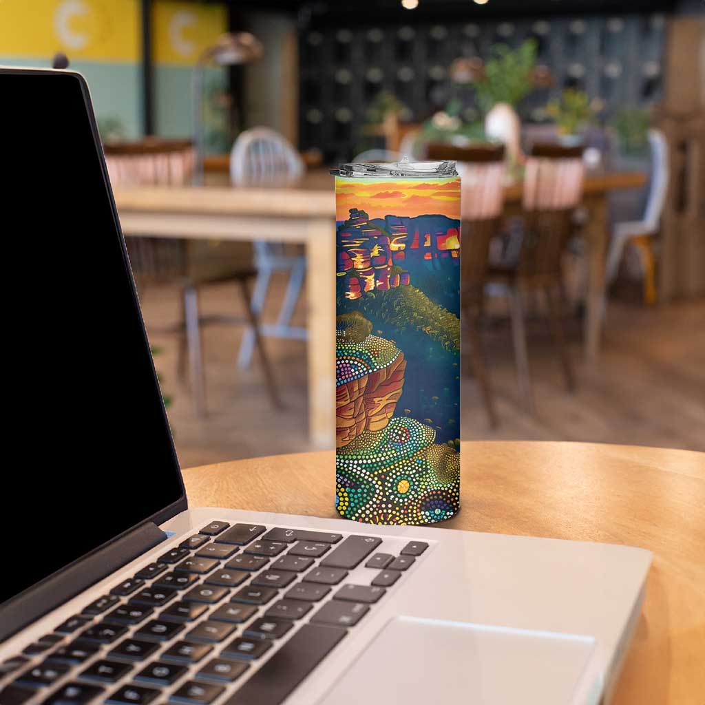 Australia Blue Mountains Skinny Tumbler Aboriginal Dot Painting