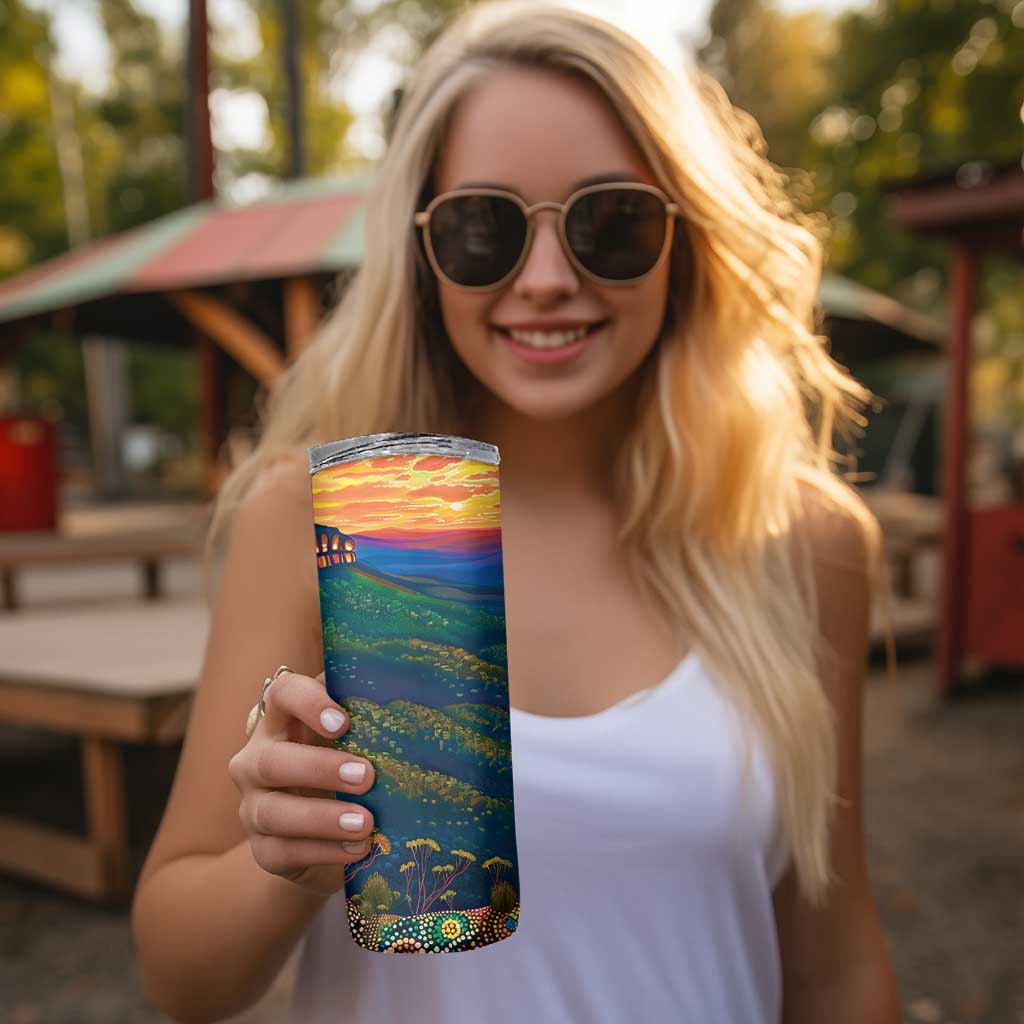 Australia Blue Mountains Skinny Tumbler Aboriginal Dot Painting