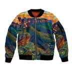 Australia Blue Mountains Sleeve Zip Bomber Jacket Aboriginal Dot Painting