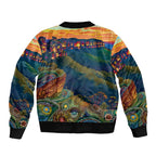 Australia Blue Mountains Sleeve Zip Bomber Jacket Aboriginal Dot Painting