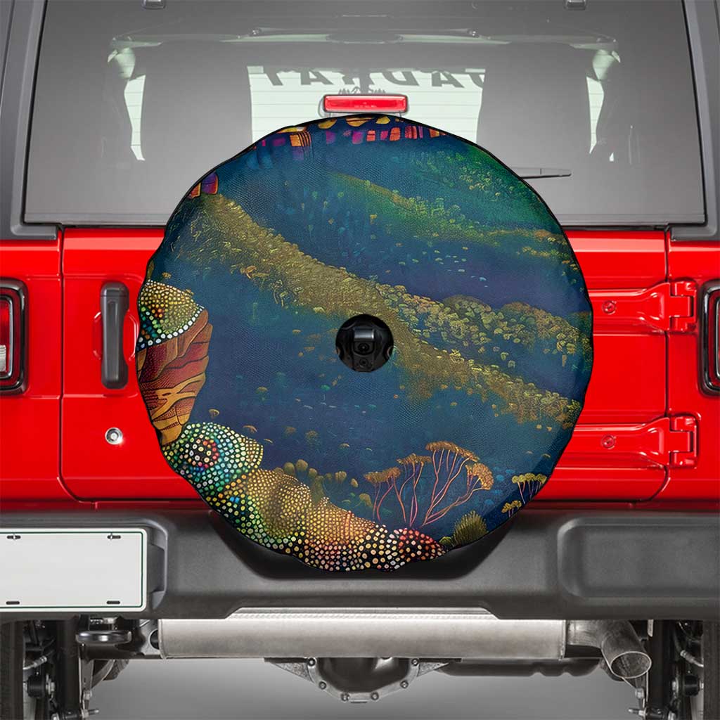 Australia Blue Mountains Spare Tire Cover Aboriginal Dot Painting