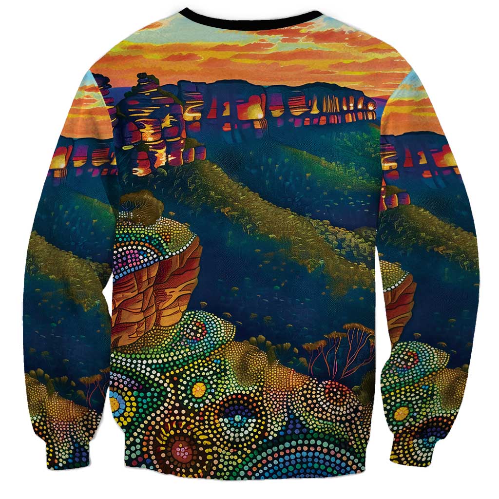 Australia Blue Mountains Sweatshirt Aboriginal Dot Painting