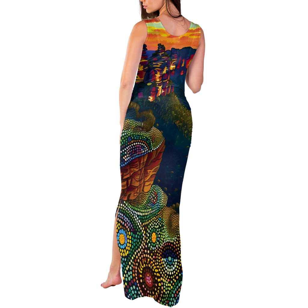 Australia Blue Mountains Tank Maxi Dress Aboriginal Dot Painting