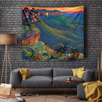Australia Blue Mountains Tapestry Aboriginal Dot Painting
