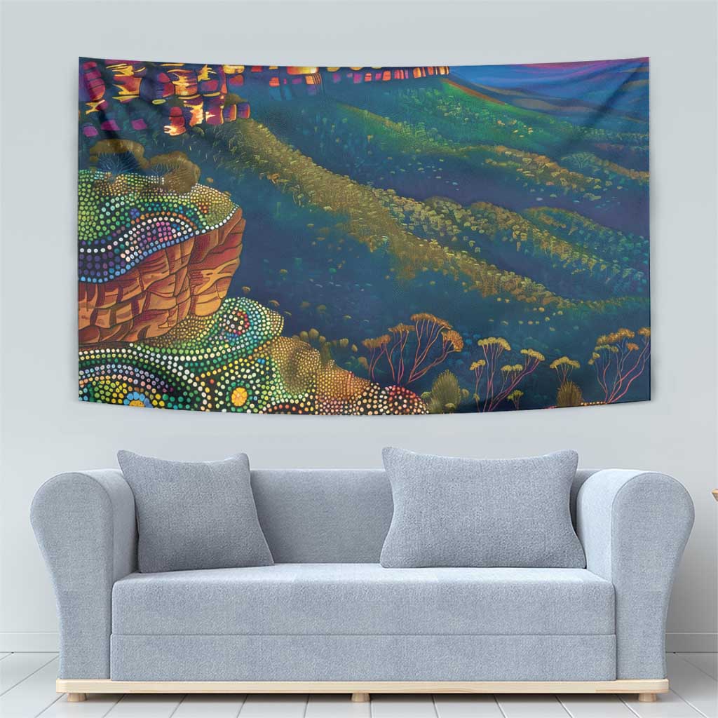 Australia Blue Mountains Tapestry Aboriginal Dot Painting