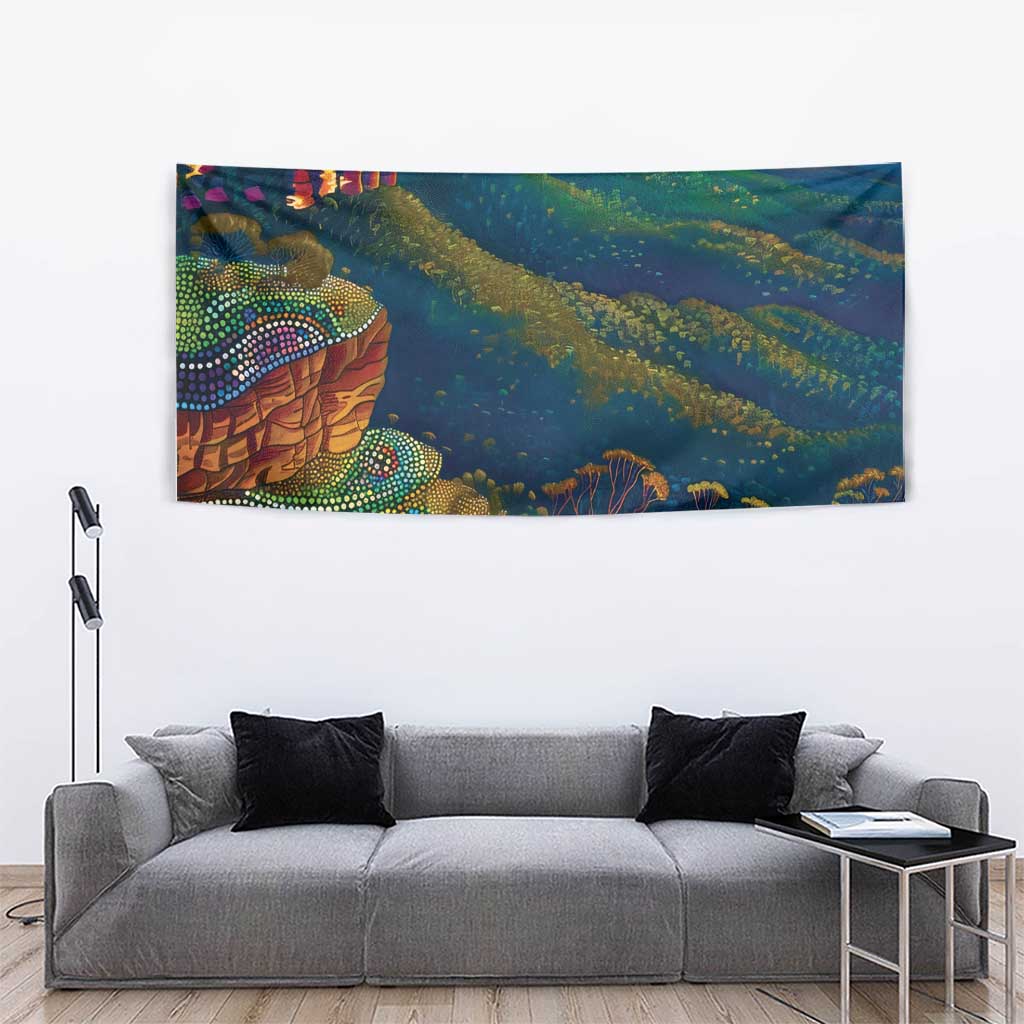 Australia Blue Mountains Tapestry Aboriginal Dot Painting