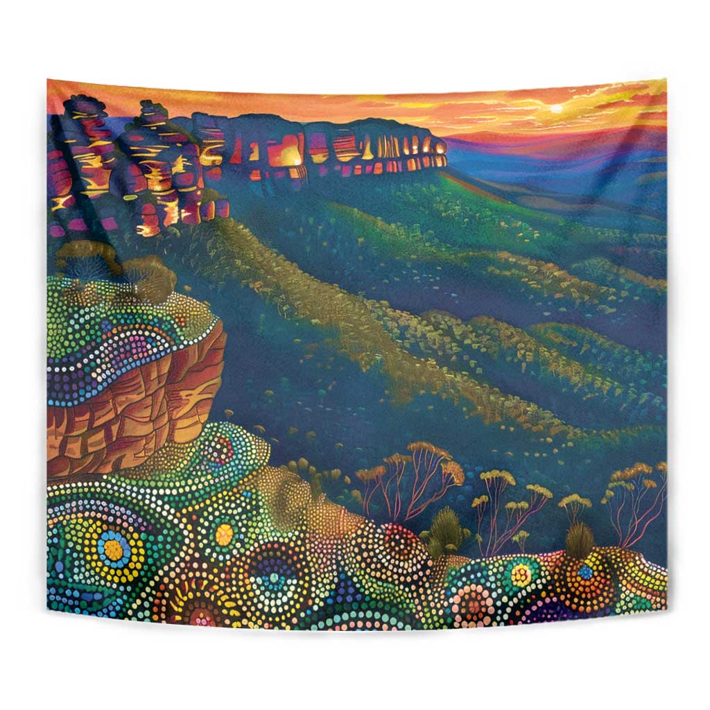 Australia Blue Mountains Tapestry Aboriginal Dot Painting