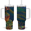Australia Blue Mountains Tumbler With Handle Aboriginal Dot Painting