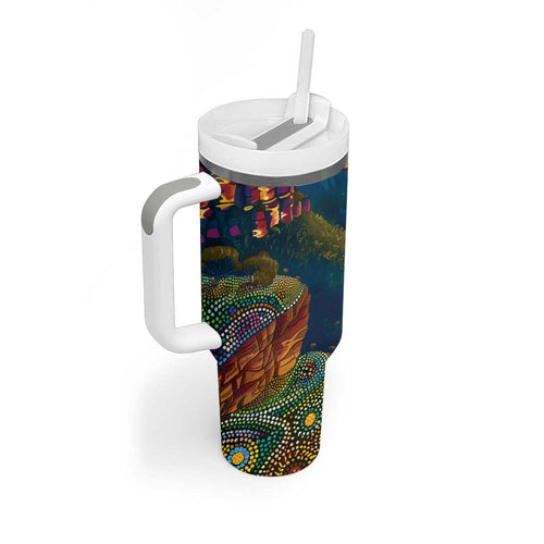 Australia Blue Mountains Tumbler With Handle Aboriginal Dot Painting