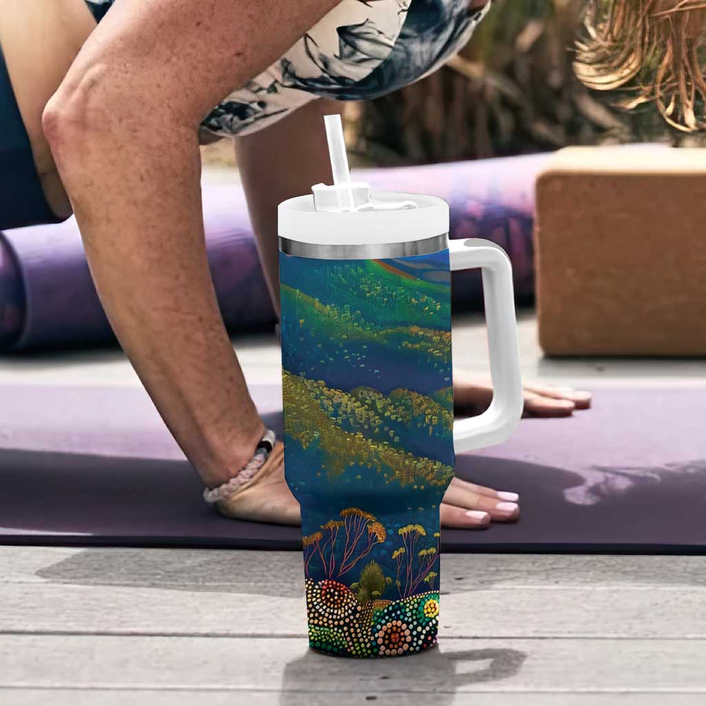 Australia Blue Mountains Tumbler With Handle Aboriginal Dot Painting