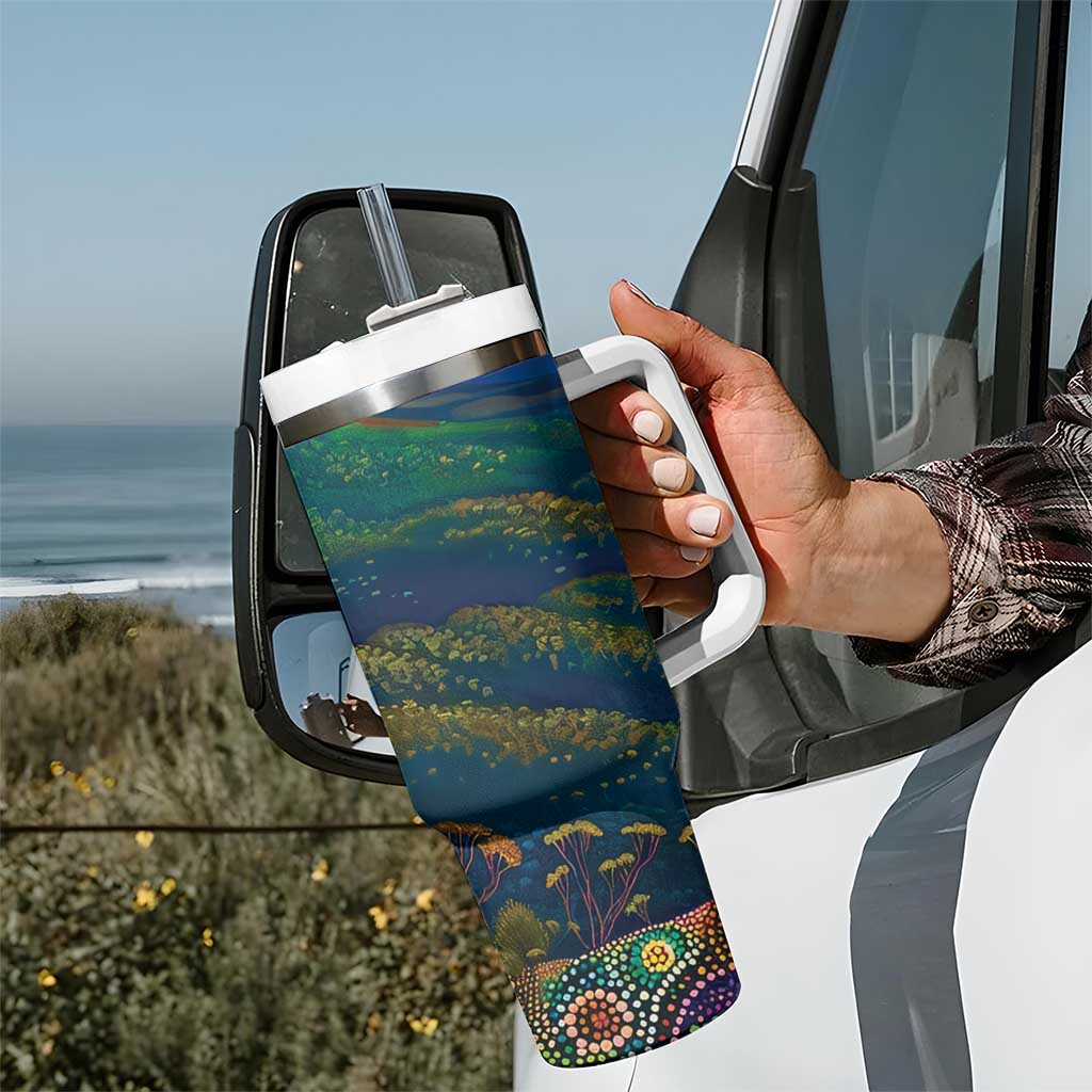 Australia Blue Mountains Tumbler With Handle Aboriginal Dot Painting