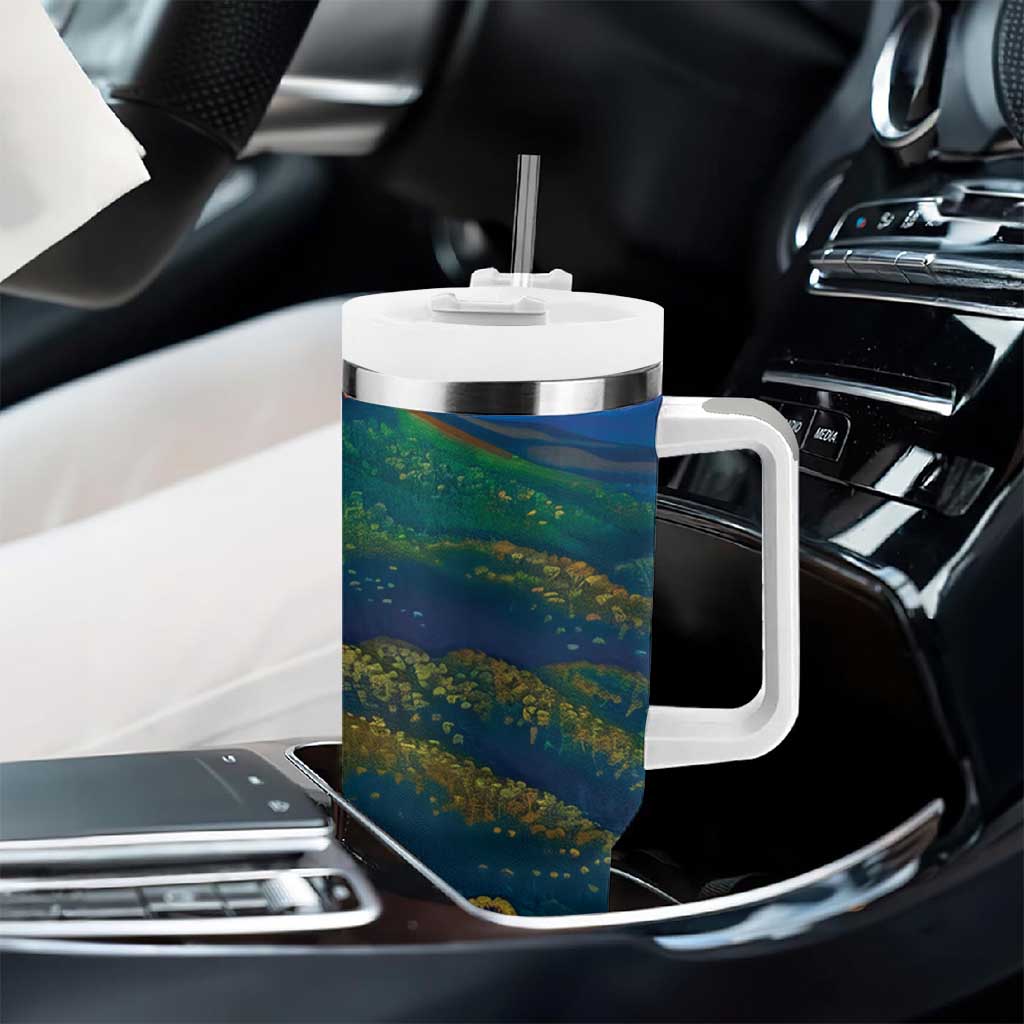 Australia Blue Mountains Tumbler With Handle Aboriginal Dot Painting