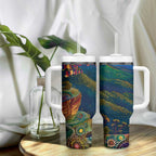Australia Blue Mountains Tumbler With Handle Aboriginal Dot Painting