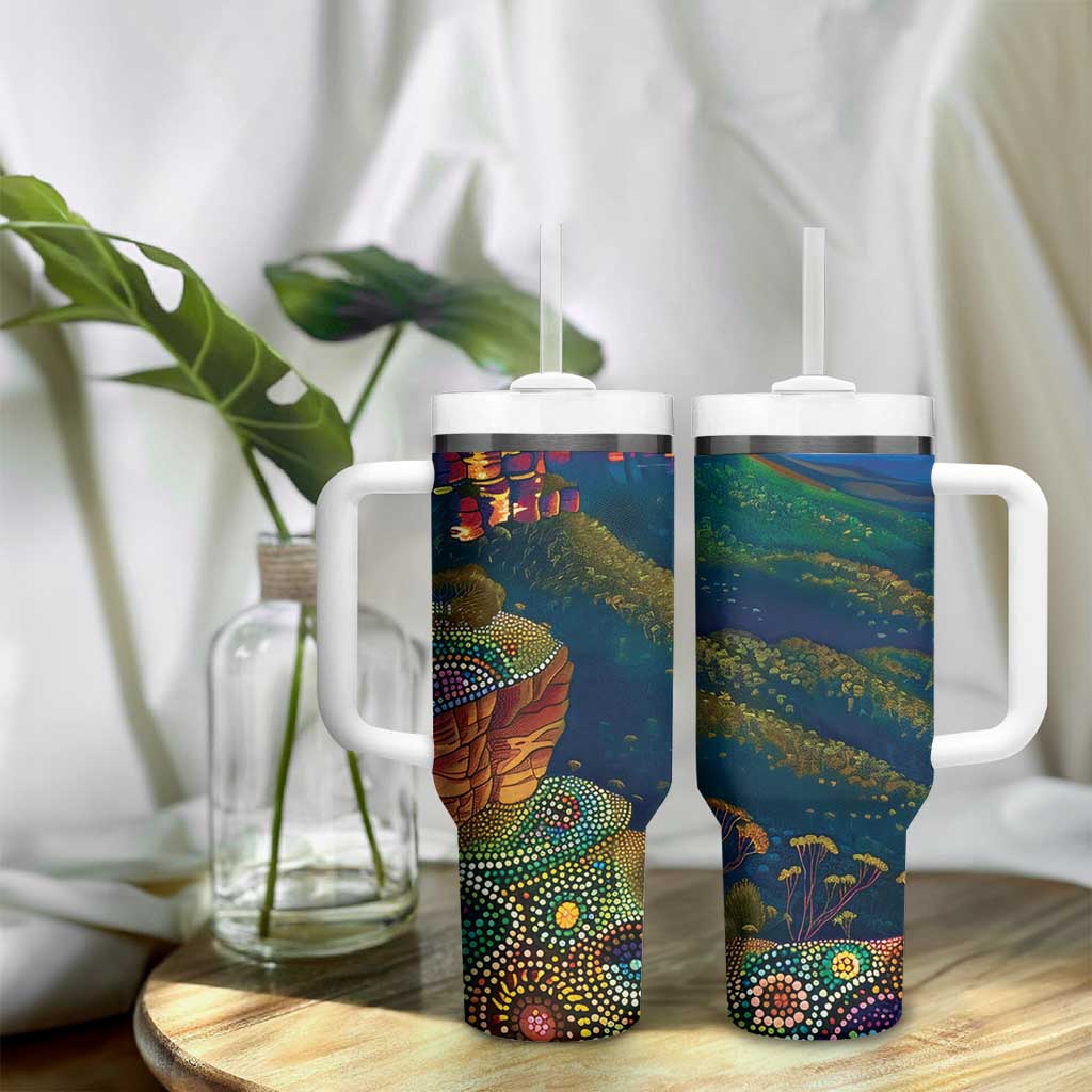 Australia Blue Mountains Tumbler With Handle Aboriginal Dot Painting