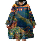 Australia Blue Mountains Wearable Blanket Hoodie Aboriginal Dot Painting