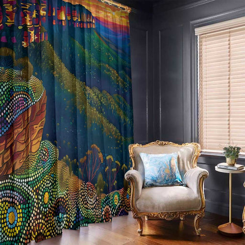 Australia Blue Mountains Window Curtain Aboriginal Dot Painting