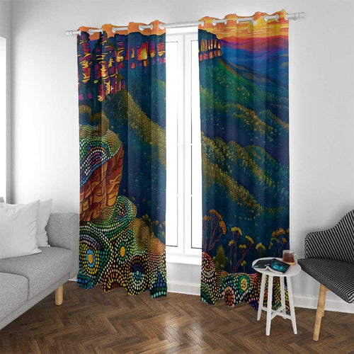 Australia Blue Mountains Window Curtain Aboriginal Dot Painting