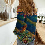 Australia Blue Mountains Women Casual Shirt Aboriginal Dot Painting