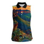Australia Blue Mountains Women Sleeveless Polo Shirt Aboriginal Dot Painting