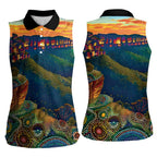 Australia Blue Mountains Women Sleeveless Polo Shirt Aboriginal Dot Painting
