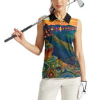 Australia Blue Mountains Women Sleeveless Polo Shirt Aboriginal Dot Painting