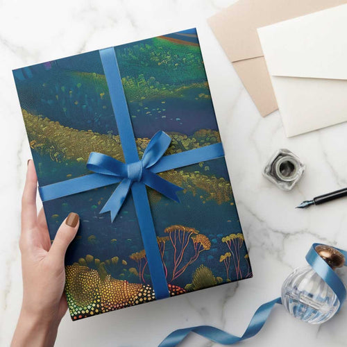 Australia Blue Mountains Wrapping Paper Aboriginal Dot Painting - Aussie Hoodie