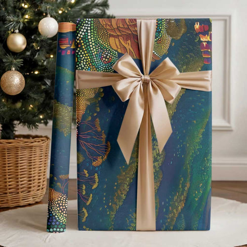 Australia Blue Mountains Wrapping Paper Aboriginal Dot Painting - Aussie Hoodie