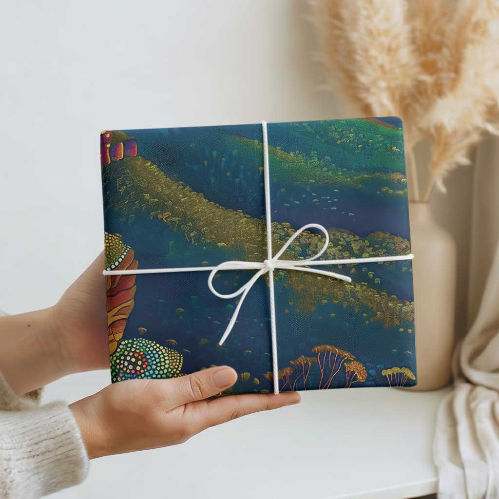 Australia Blue Mountains Wrapping Paper Aboriginal Dot Painting - Aussie Hoodie