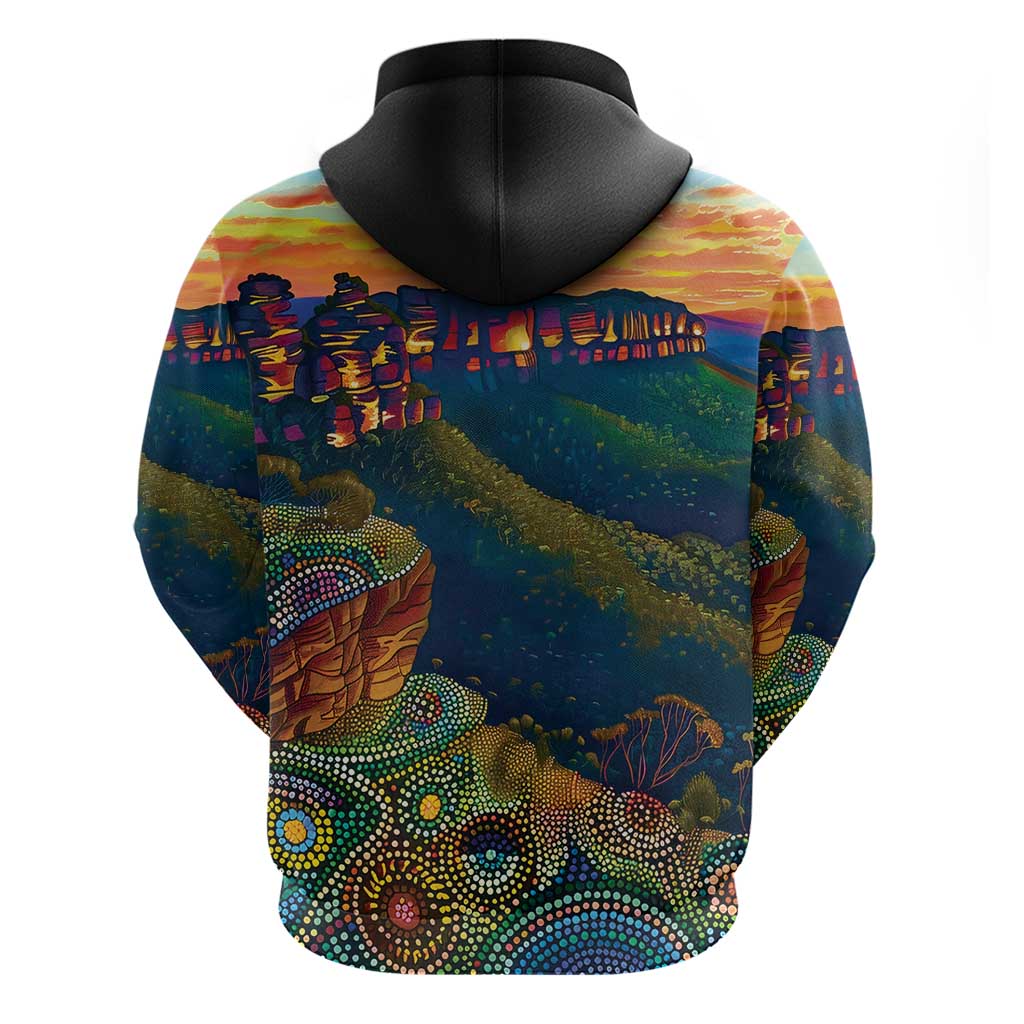 Australia Blue Mountains Zip Hoodie Aboriginal Dot Painting
