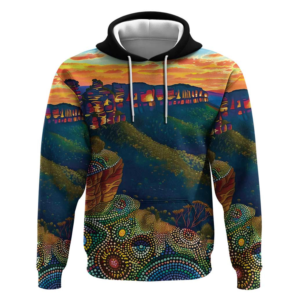 Australia Blue Mountains Zip Hoodie Aboriginal Dot Painting