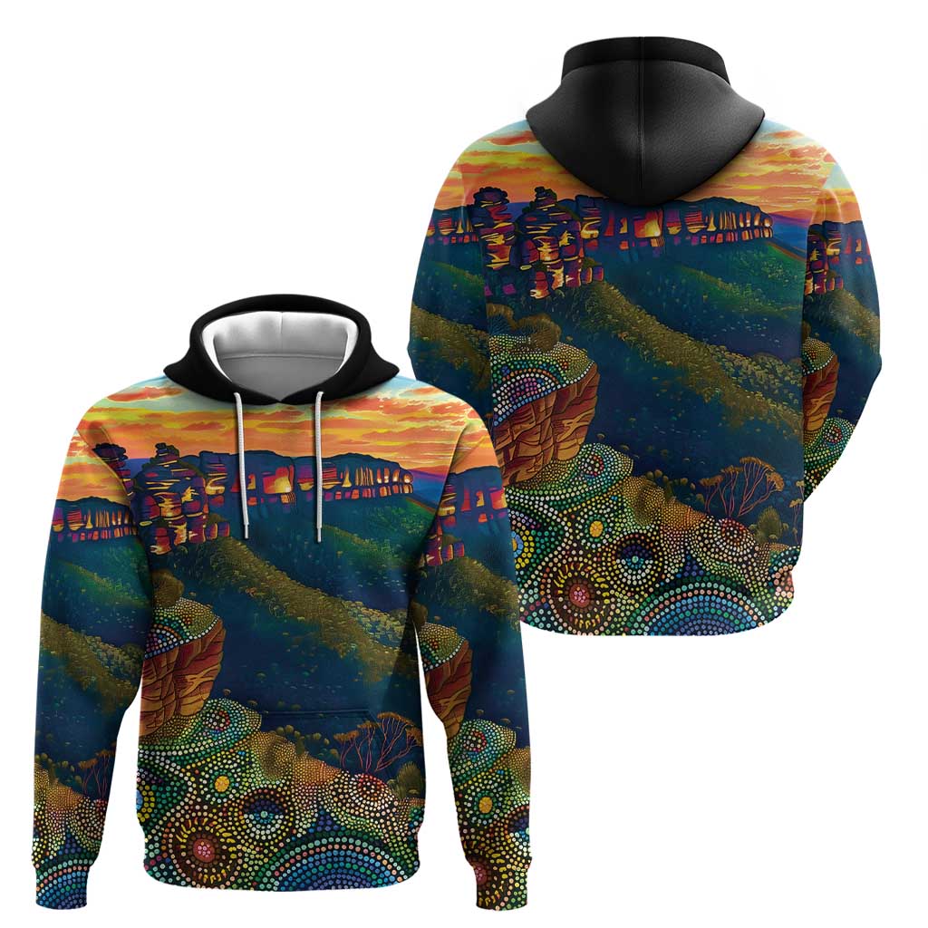 Australia Blue Mountains Zip Hoodie Aboriginal Dot Painting