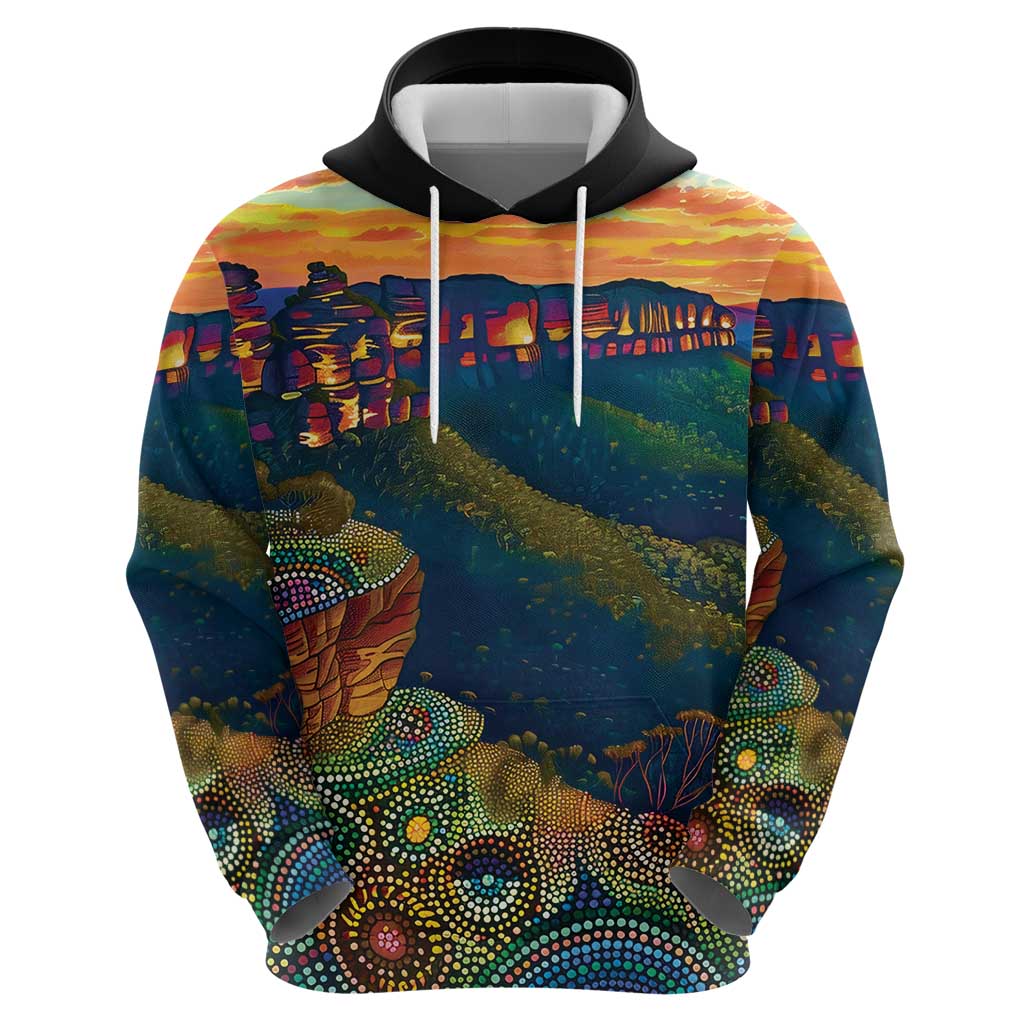 Australia Blue Mountains Zip Hoodie Aboriginal Dot Painting