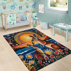 Australian Kangaroos Art Area Rug Aboriginal Dot Painting