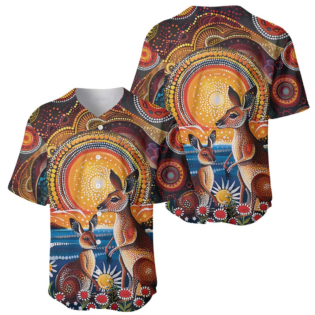 Australian Kangaroos Art Baseball Jersey Aboriginal Dot Painting