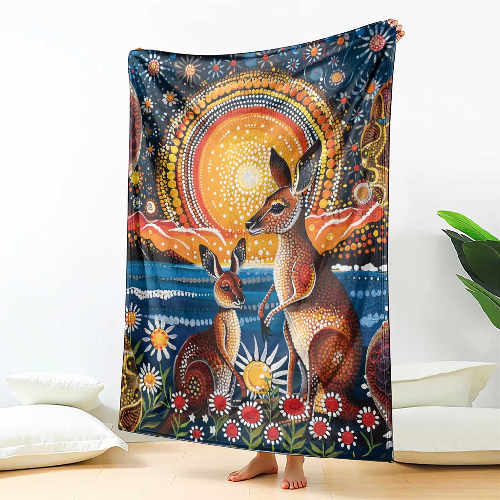 Australian Kangaroos Art Blanket Aboriginal Dot Painting