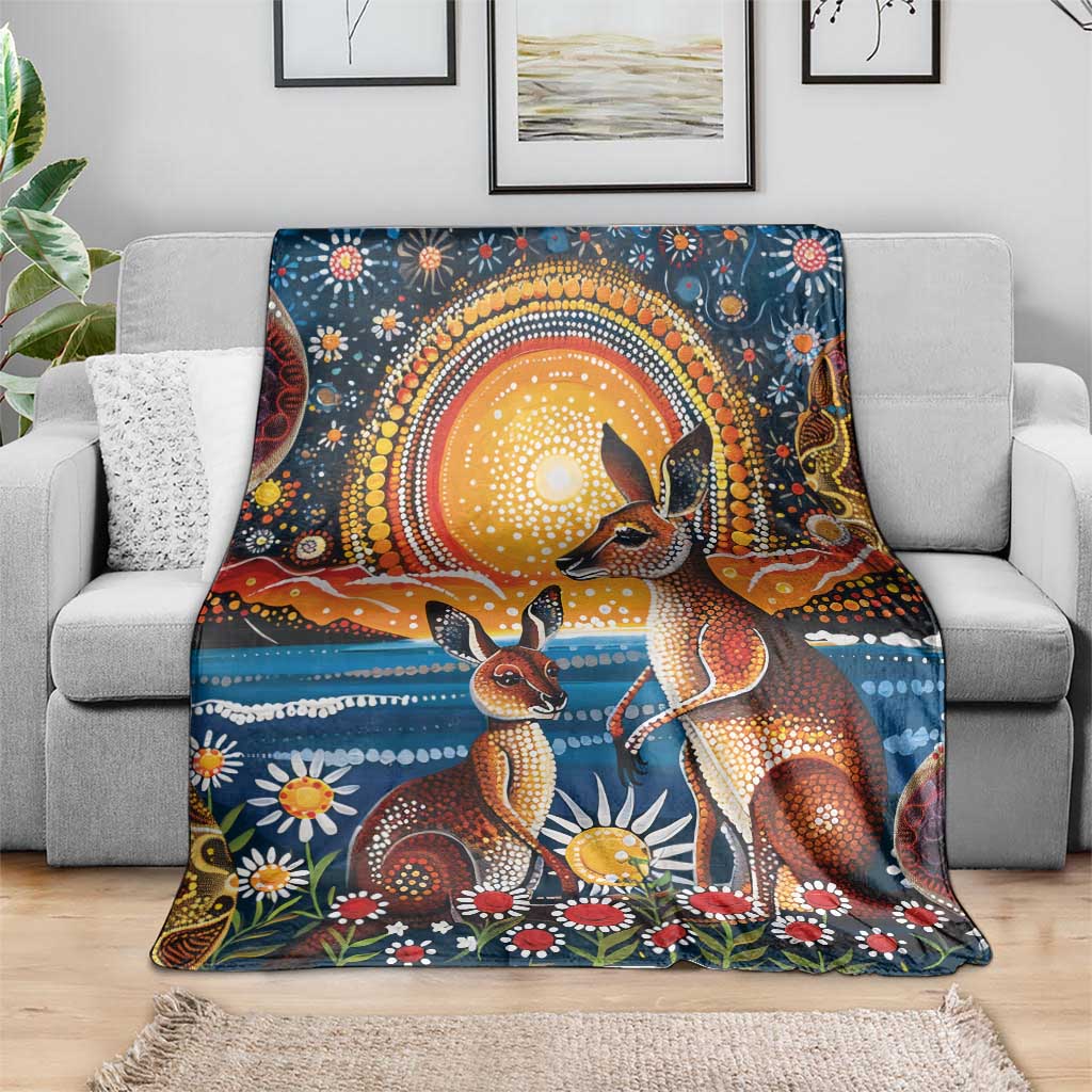 Australian Kangaroos Art Blanket Aboriginal Dot Painting