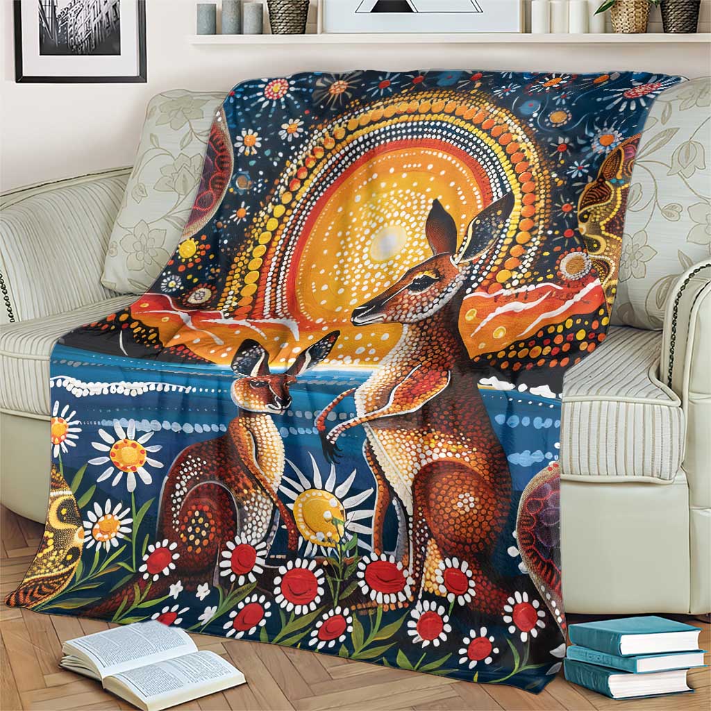 Australian Kangaroos Art Blanket Aboriginal Dot Painting