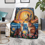 Australian Kangaroos Art Blanket Aboriginal Dot Painting