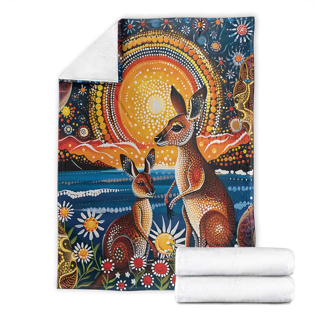 Australian Kangaroos Art Blanket Aboriginal Dot Painting