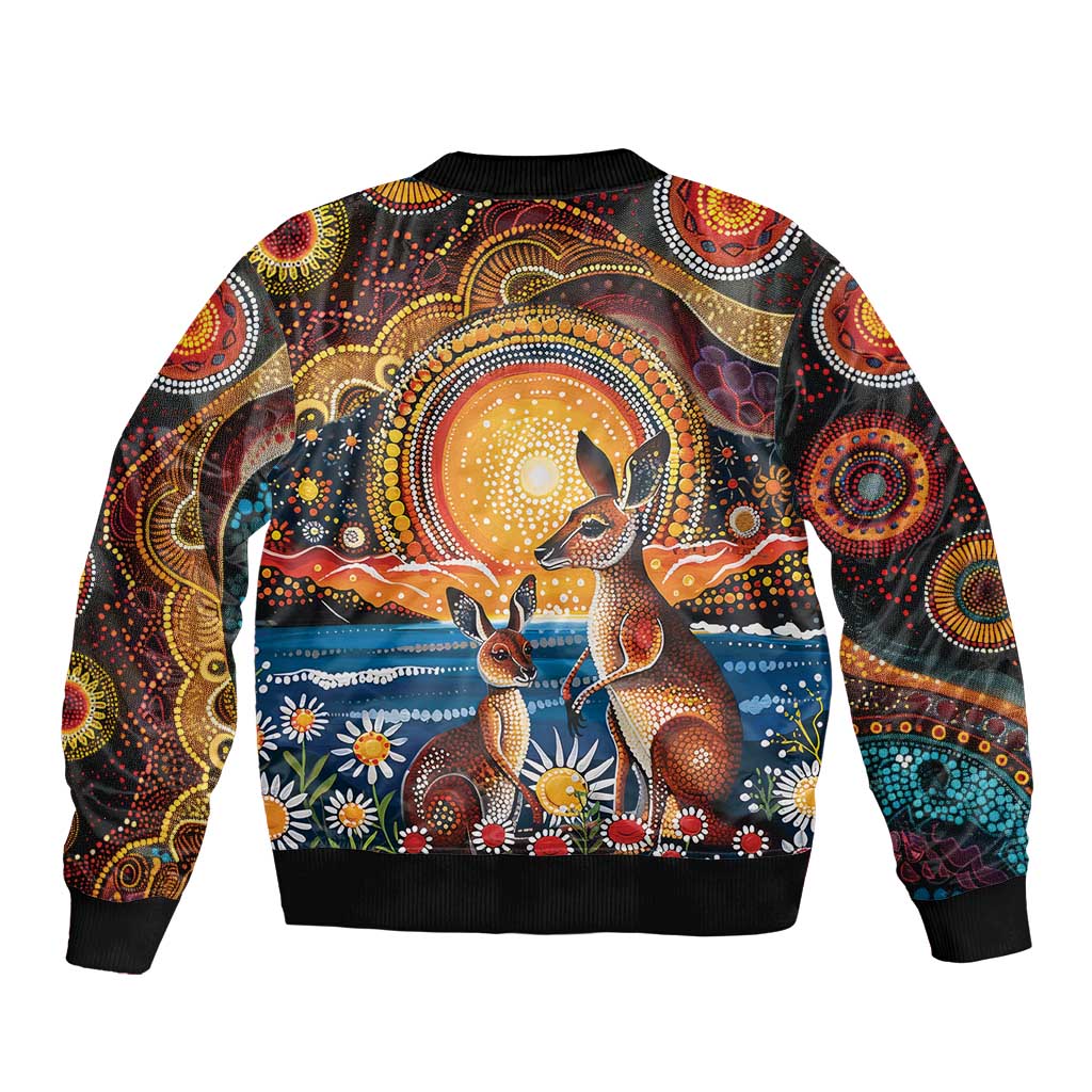 Australian Kangaroos Art Bomber Jacket Aboriginal Dot Painting