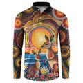 Australian Kangaroos Art Button Sweatshirt Aboriginal Dot Painting